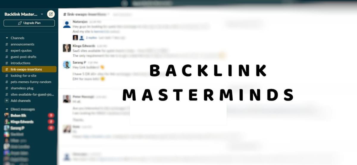 Backlink Masterminds Slack
