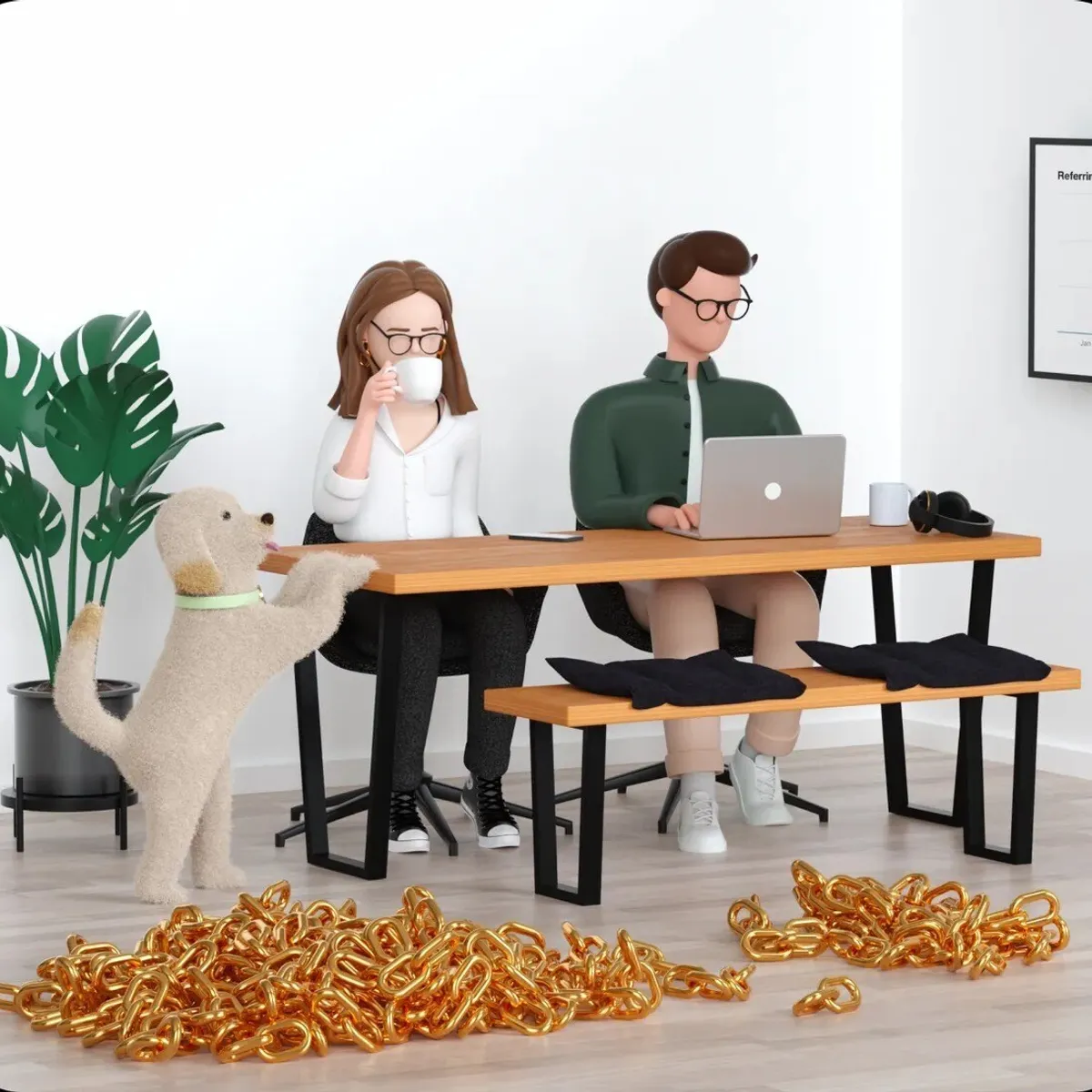 Couple working dog