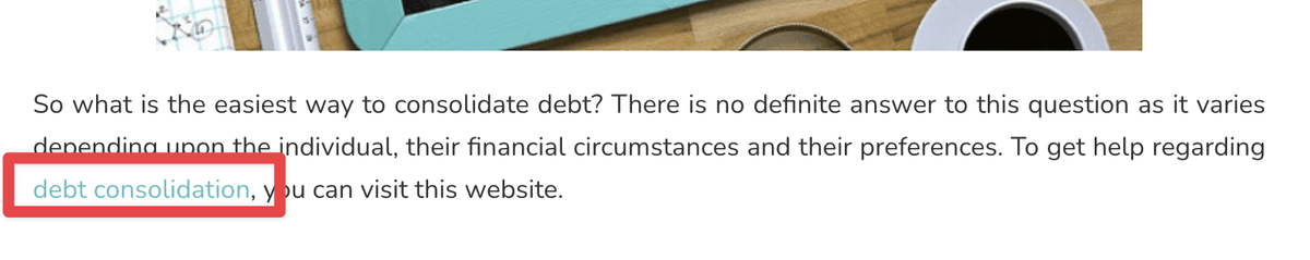 debt consolidation anchor text