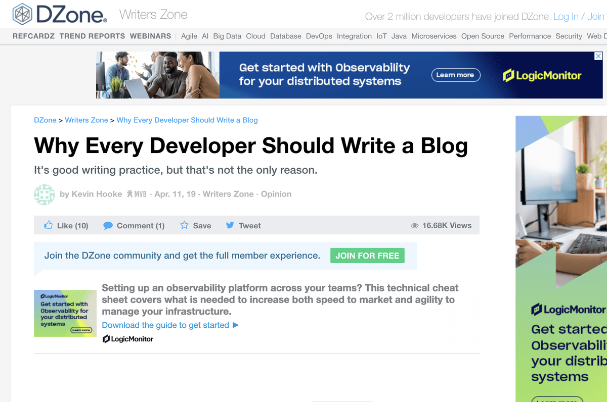 DZone guest post example