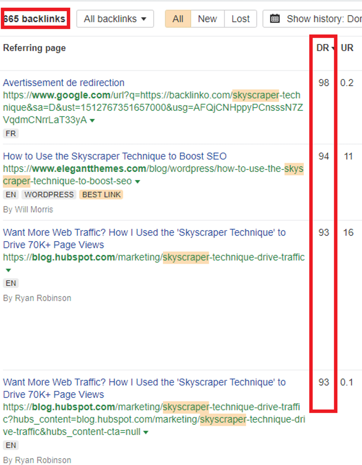Ahrefs’ Site backlinks