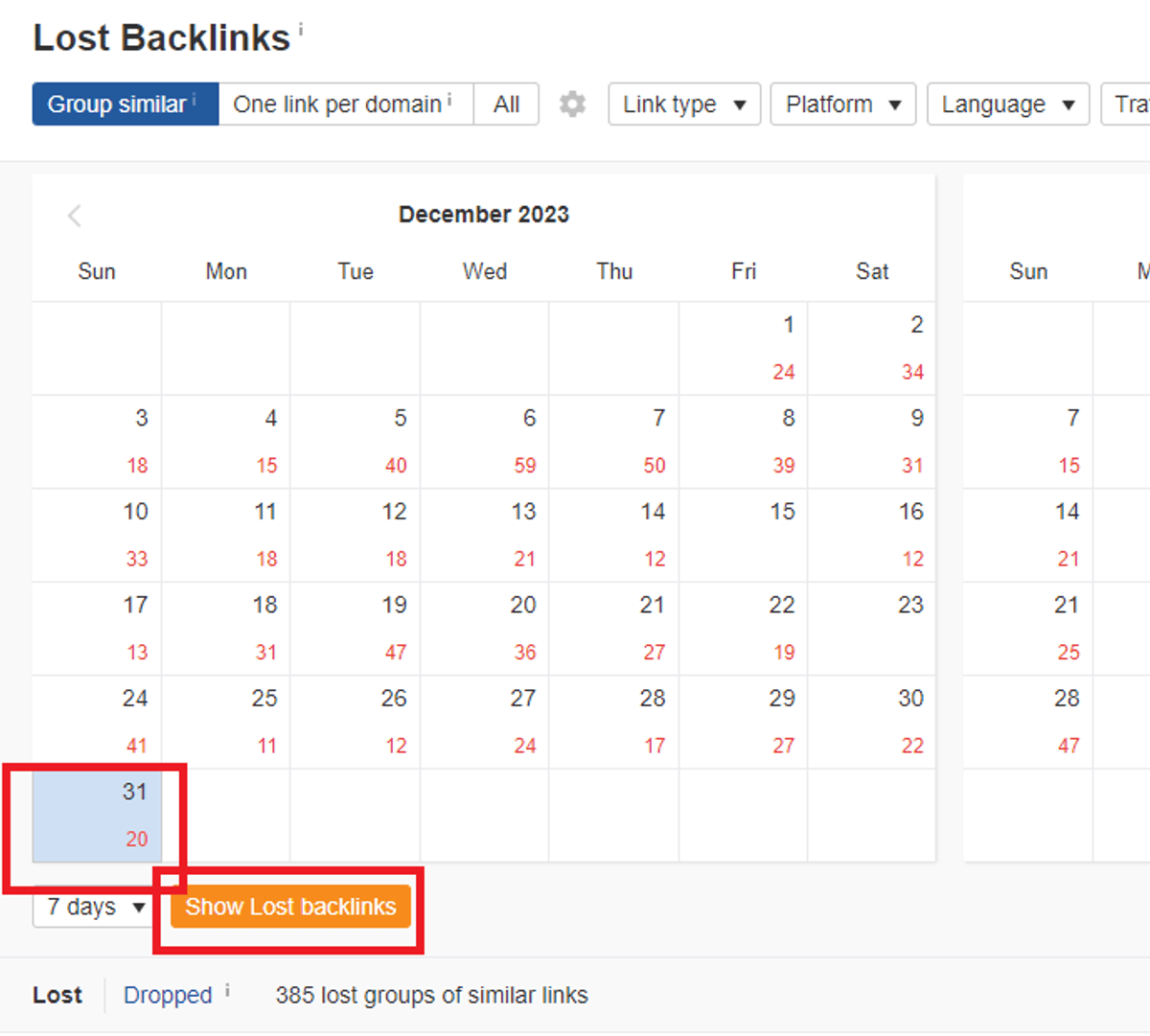 Lost backlinks
