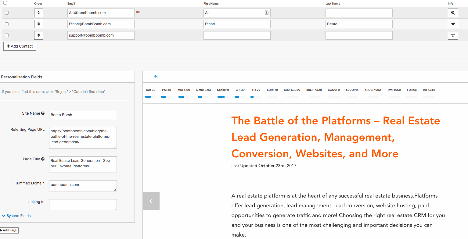 personalization pitchbox